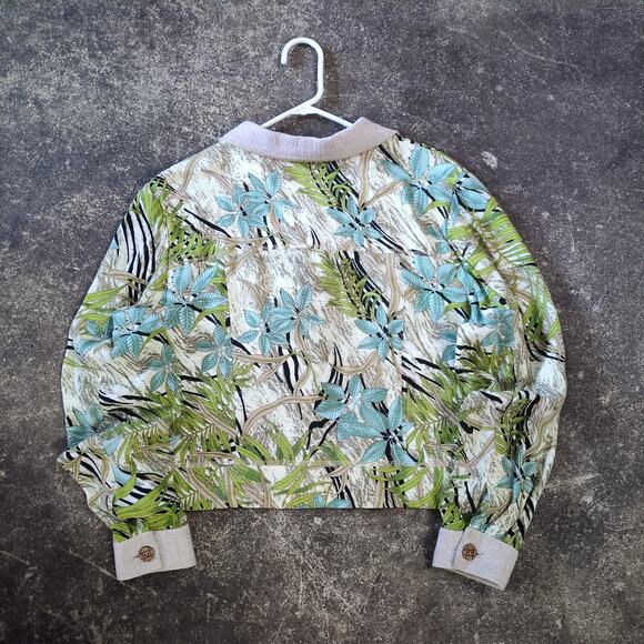 Vintage Nancy Bolen Blazer Jacket Womens L Green Floral Outdoors City Girl - Picture 3 of 8